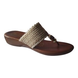 Italina Brown Sandals with Textured Strap and Low Wedge